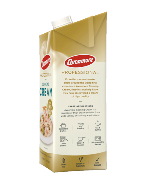 Avonmore Professional Cooking Cream 18% product side of carton