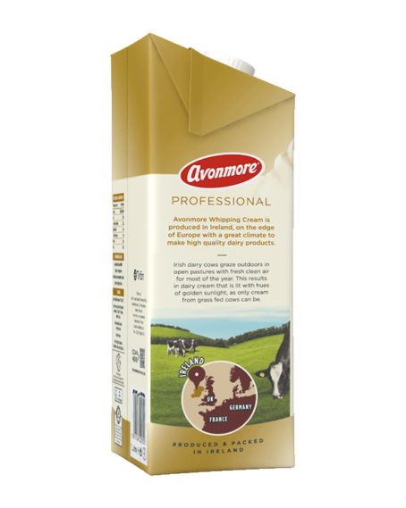 Avonmore professional whipping cream side of carton