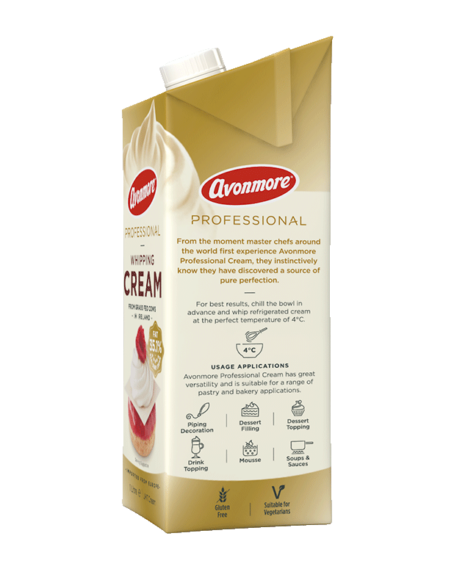 Avonmore professional whipping cream side of carton
