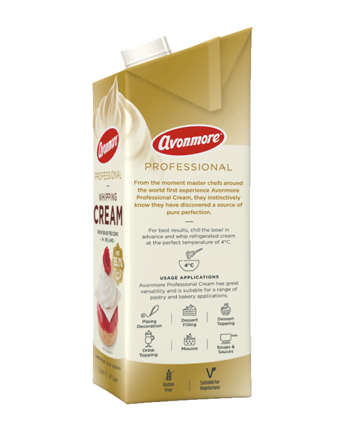 Avonmore professional whipping cream side of carton